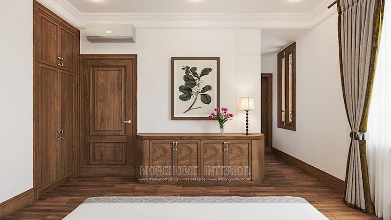 Kệ gỗ trang trí đẹp hiện đại cho không gian phòng ngủ