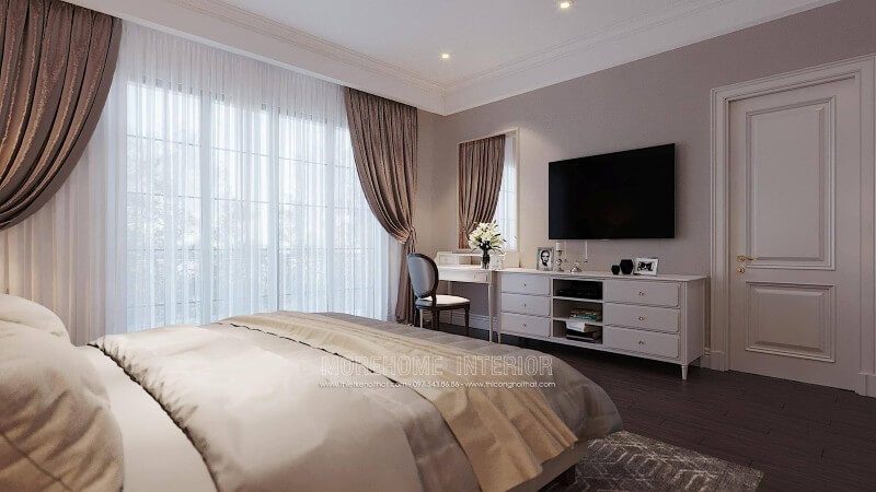 Kệ tivi phòng ngủ đẹp nhập khẩu từ gỗ tự nhiên.